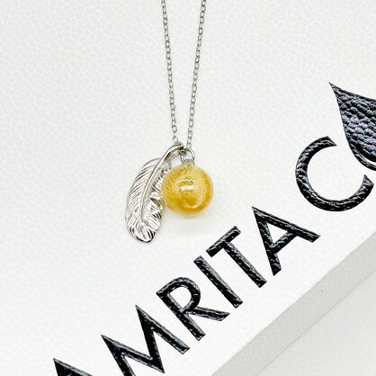 Gift Box - Sterling Silver Leave Aroma Necklace - Yellow +Purify Essential Oil Blend | Aroma Jewlery Gift Set