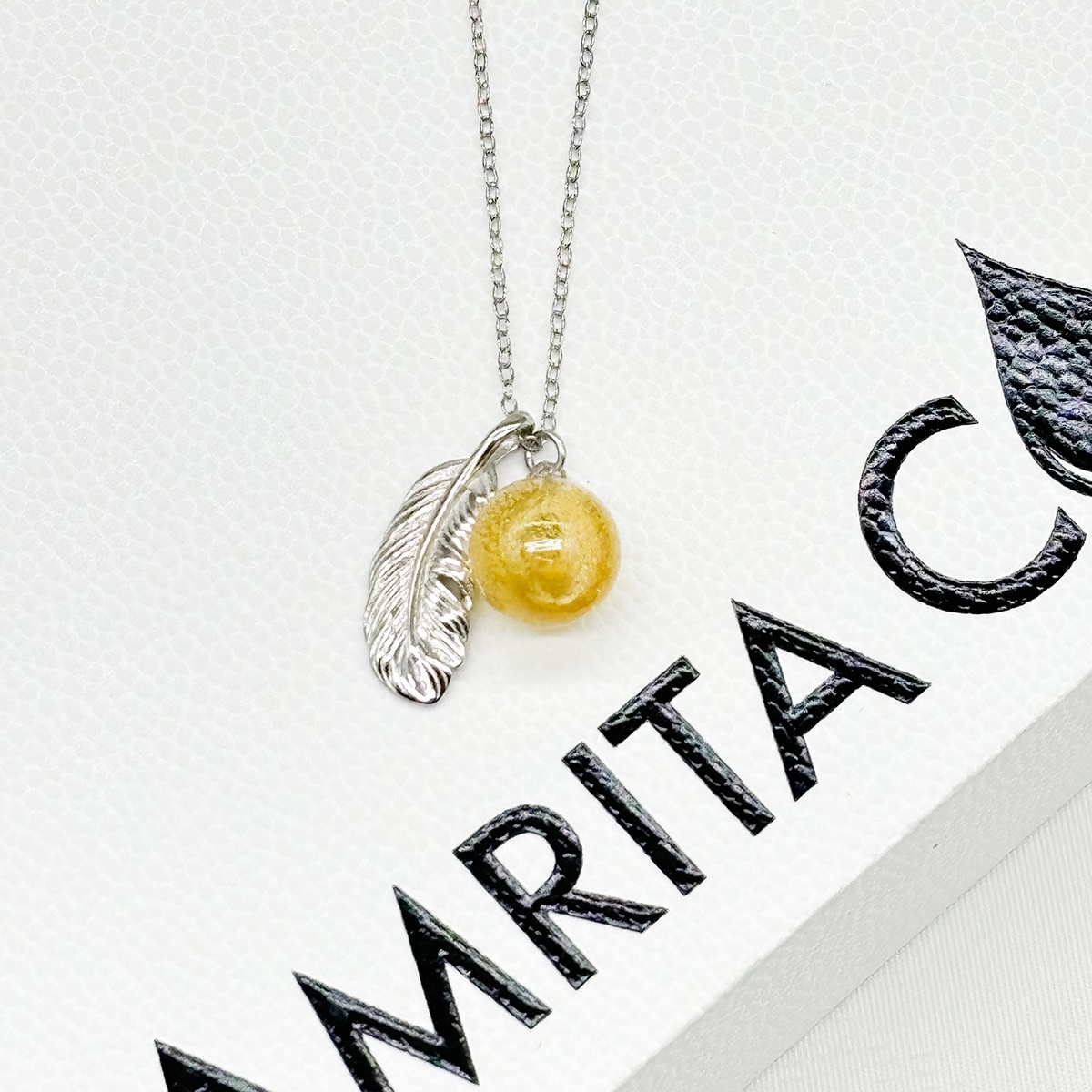 Gift Box - Sterling Silver Leave Aroma Necklace - Yellow +Purify Essential Oil Blend | Aroma Jewlery Gift Set