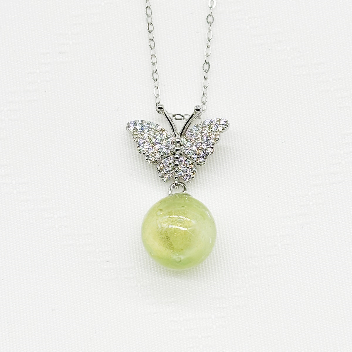 Gift Box - Sterling Silver Diamond Butterfly Aroma Necklace - Green + Purify Essential Oil Blend | Aroma Jewelry Gift Set