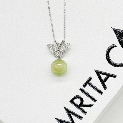 Gift Box - Sterling Silver Diamond Butterfly Aroma Necklace - Green + Purify Essential Oil Blend | Aroma Jewelry Gift Set