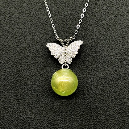 Gift Box - Sterling Silver Diamond Butterfly Aroma Necklace - Green + Purify Essential Oil Blend | Aroma Jewelry Gift Set