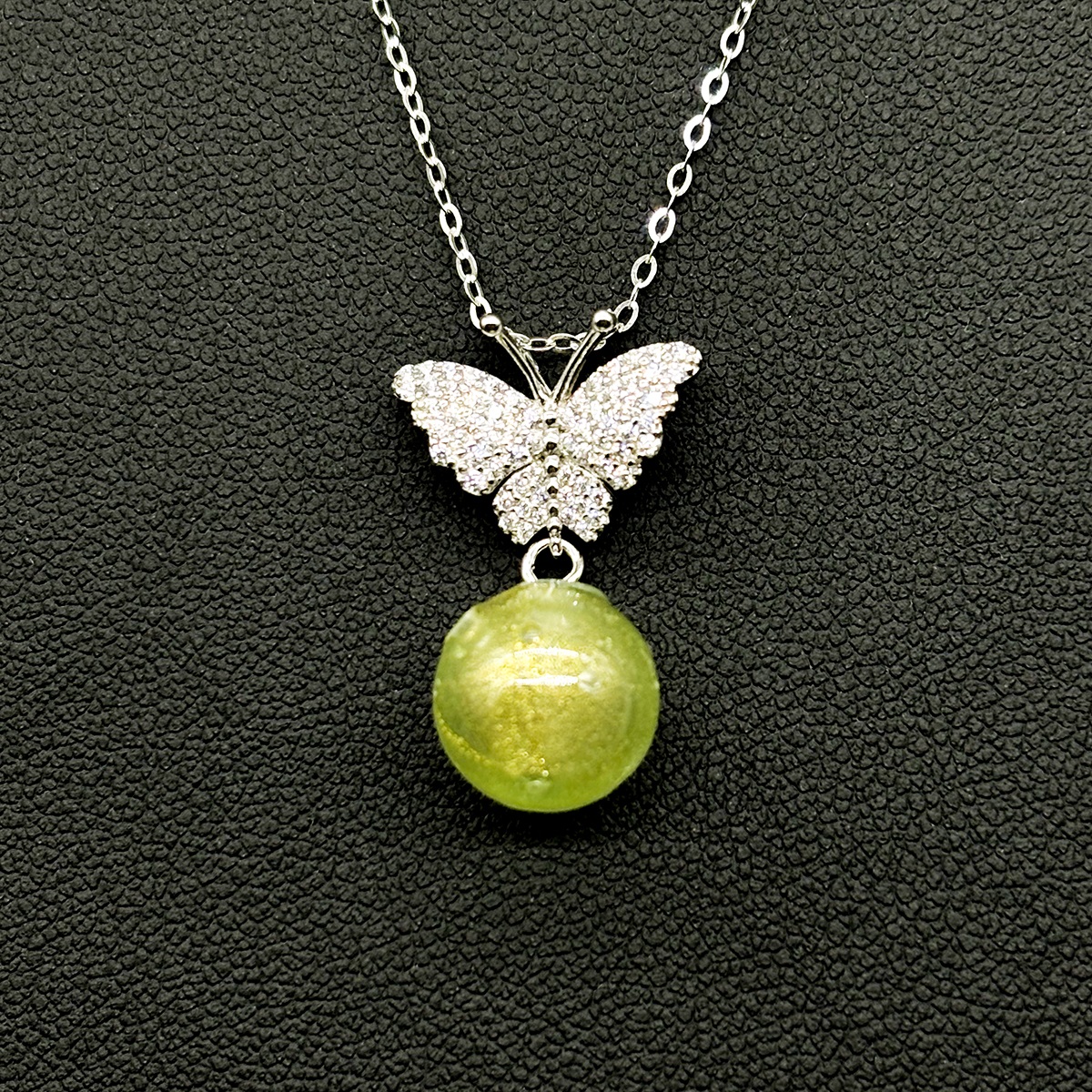 Gift Box - Sterling Silver Diamond Butterfly Aroma Necklace - Green + Purify Essential Oil Blend | Aroma Jewelry Gift Set
