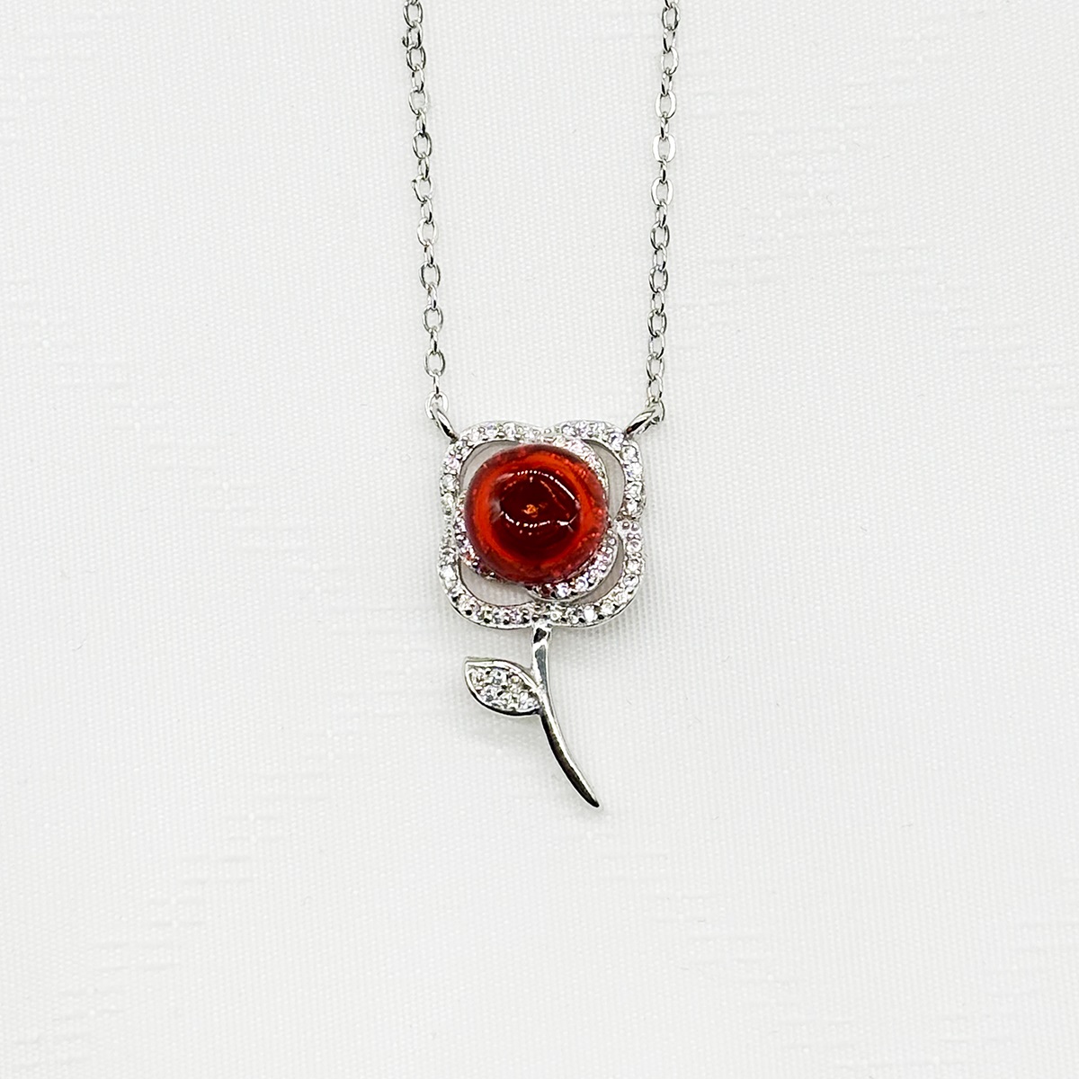 Gift Box - Sterling Silver Rose Garden Aroma Necklace - Crimson + Purify Essential Oil Blend | Aroma Jewelry Gift Set