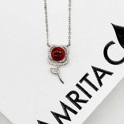 Gift Box - Sterling Silver Rose Garden Aroma Necklace - Crimson + Purify Essential Oil Blend | Aroma Jewelry Gift Set