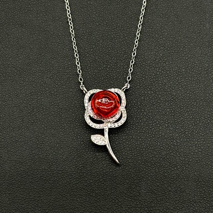 Gift Box - Sterling Silver Rose Garden Aroma Necklace - Crimson + Purify Essential Oil Blend | Aroma Jewelry Gift Set