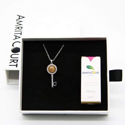 Gift Box - Magic Key Aroma Necklace - Golden Snitch + Purify Essential Oil Blend | Aroma Jewelry Gift Set