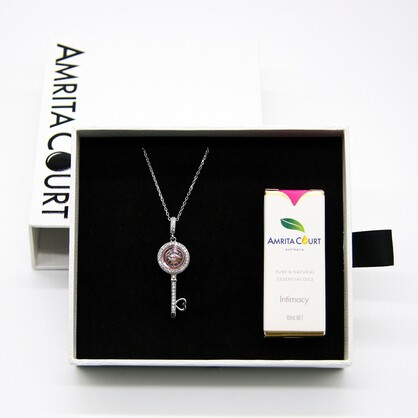 Gift Box - Magic Key Aroma Necklace - Amortentia Pink + Purify Essential Oil Blend | Aroma Jewelry Gift Set
