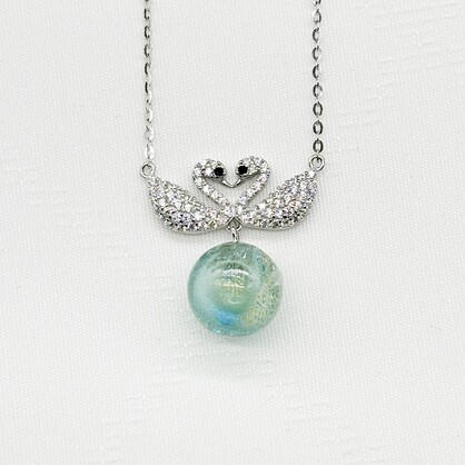 Gift Box - Sterling Silver Twin Swan Aroma Necklace - Gold Green + Purify Essential Oil | Essential oil diffuser Jewelry Set
