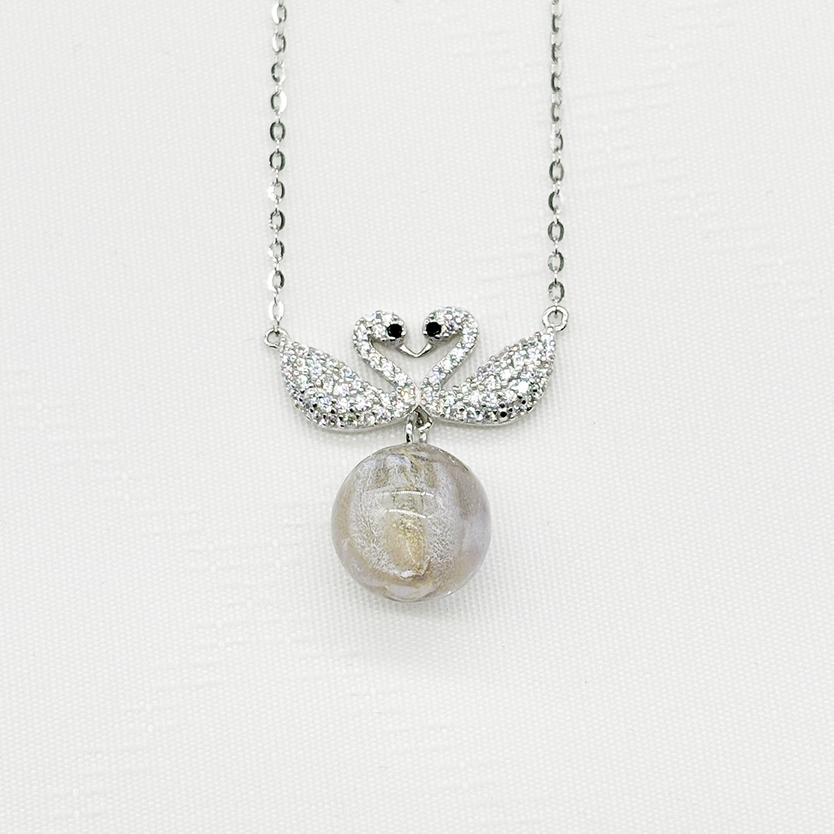 Gift Box - Sterling Silver Twin Swan Aroma Necklace - Gold Green + Purify Essential Oil | Essential oil diffuser Jewelry Set