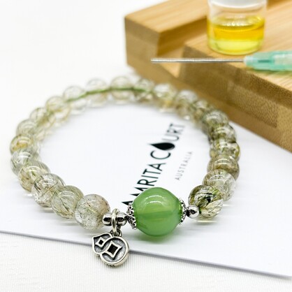 Sterling Silver Gift Box Crystal Aroma Bracelet - Ghost Phantom Quartz + Purify Oil Blend | Energy & Healing | Diffuser Jewellery