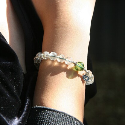 Sterling Silver Gift Box Crystal Aroma Bracelet - Ghost Phantom Quartz + Purify Oil Blend | Energy & Healing | Diffuser Jewellery