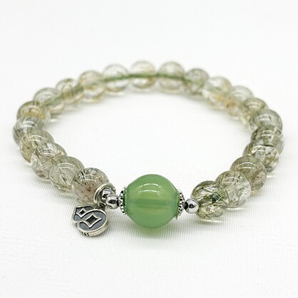Sterling Silver Gift Box Crystal Aroma Bracelet - Ghost Phantom Quartz + Purify Oil Blend | Energy & Healing | Diffuser Jewellery