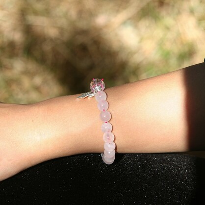 Sterling Silver Gift Box Crystal Aroma Bracelet - Rose Quartz + Purify Oil Blend | Energy & Healing | Diffuser Jewellery