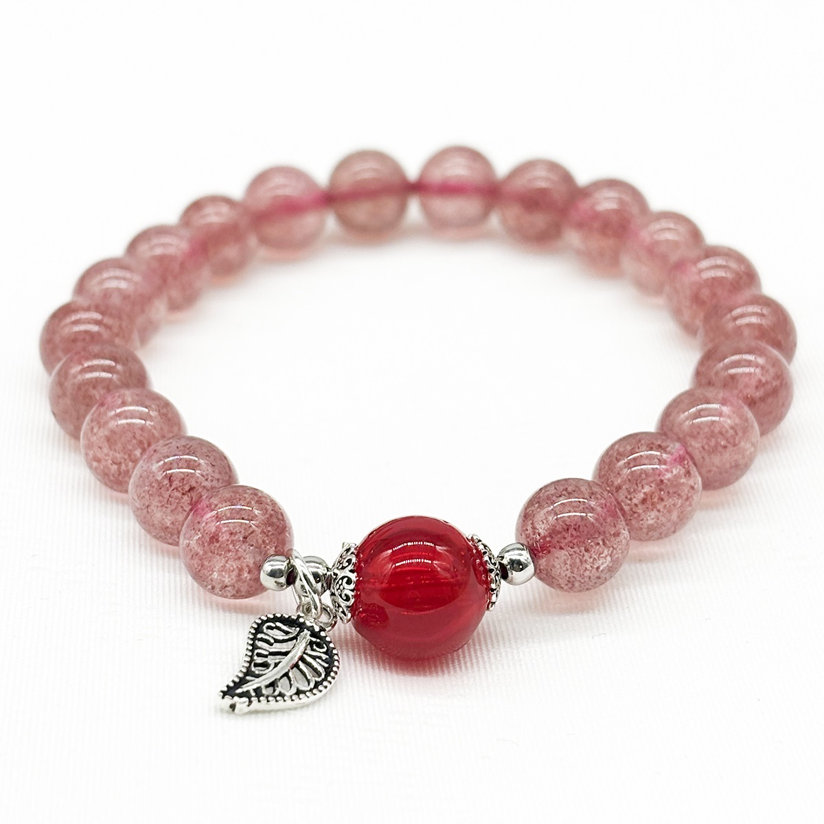 Sterling Silver Gift Box Crystal Aroma Bracelet - Strawberry Quartz + Purify Oil Blend | Energy & Healing | Diffuser Jewellery