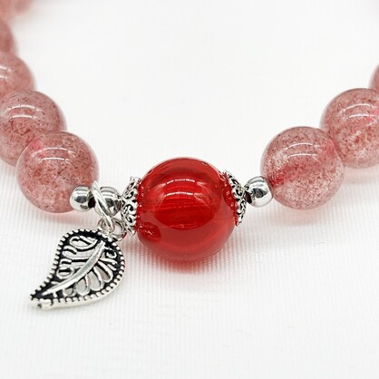 Sterling Silver Gift Box Crystal Aroma Bracelet - Strawberry Quartz + Purify Oil Blend | Energy & Healing | Diffuser Jewellery
