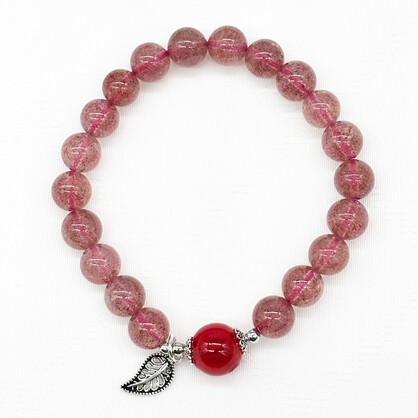 Sterling Silver Gift Box Crystal Aroma Bracelet - Strawberry Quartz + Purify Oil Blend | Energy & Healing | Diffuser Jewellery