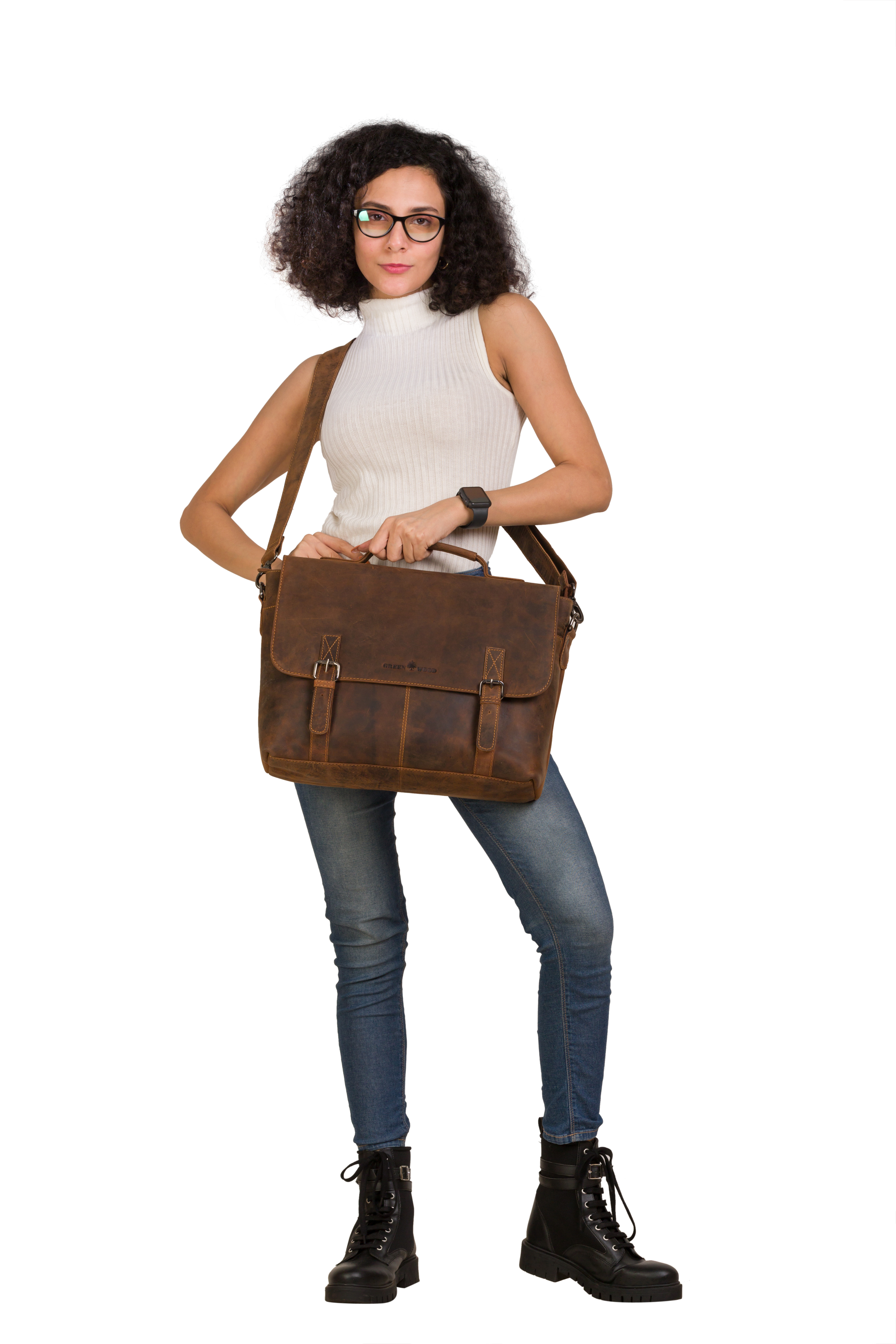 Leather Laptop Bag Portland GW196653SAN