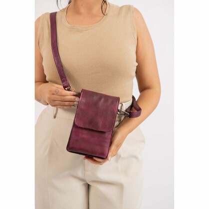 Leather Shoulder Bag Ivy GW6840 Lavender