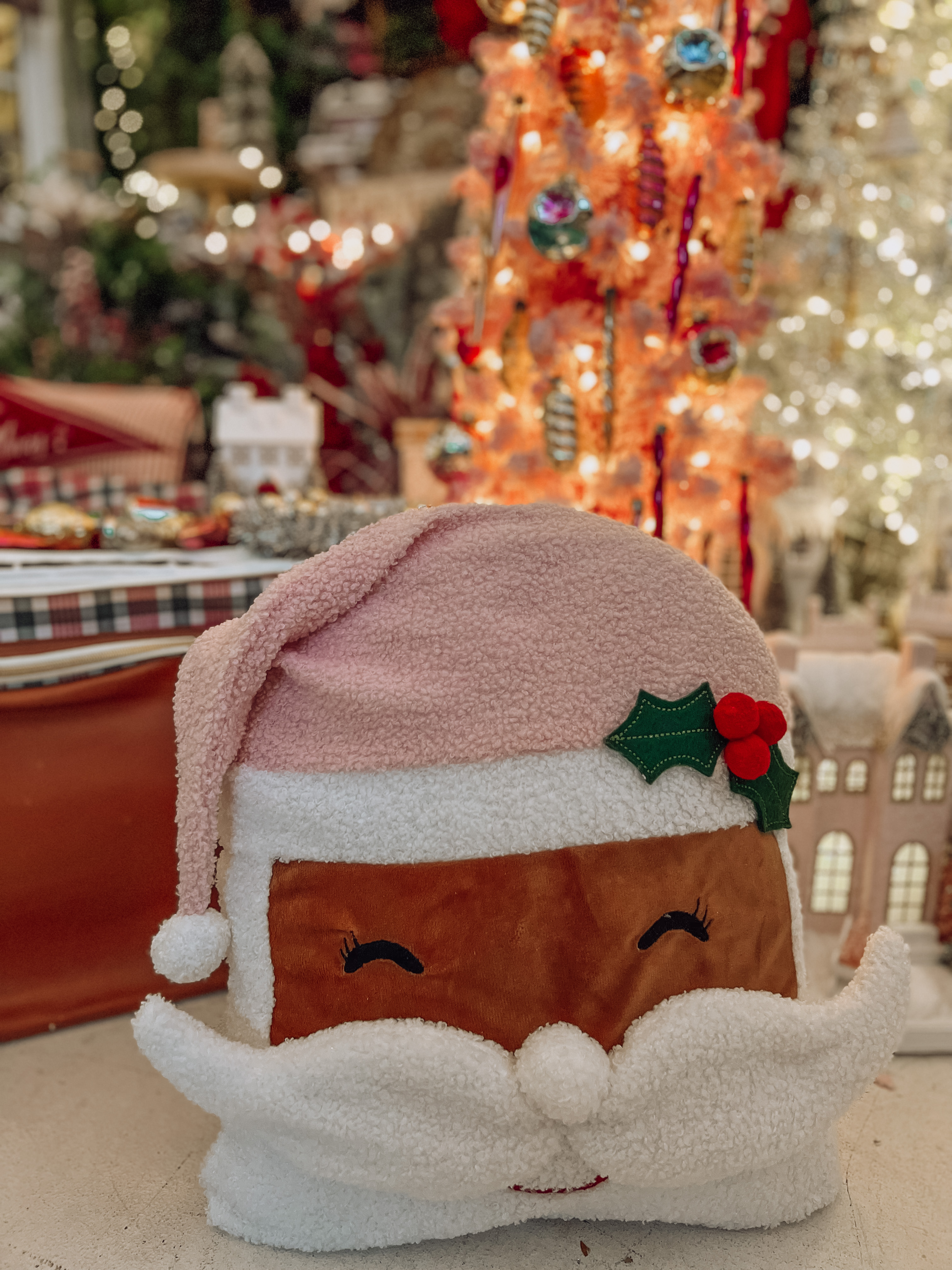 Pink Santa Head Cushion