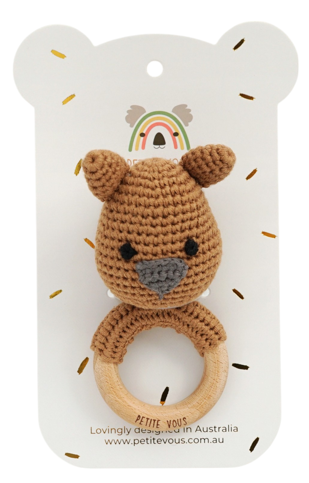 Petite Vous Crochet Ring Rattle - Wombles the Wombat