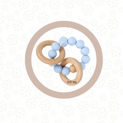 Silicone + Beechwood Teething Rings (Baby Blue)