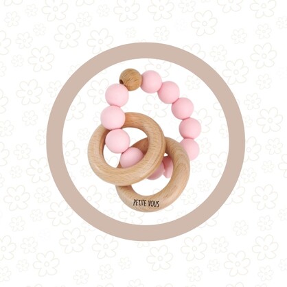 Silicone + Beechwood Teething Rings (Baby Pink)