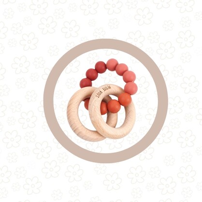 Silicone + Beechwood Teething Rings (Desert Earth)