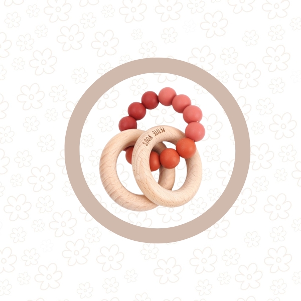 Silicone + Beechwood Teething Rings (Desert Earth)