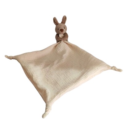 Petite Vous Jojo the Kangaroo Baby Comfort Blanket - COOL MUSLIN