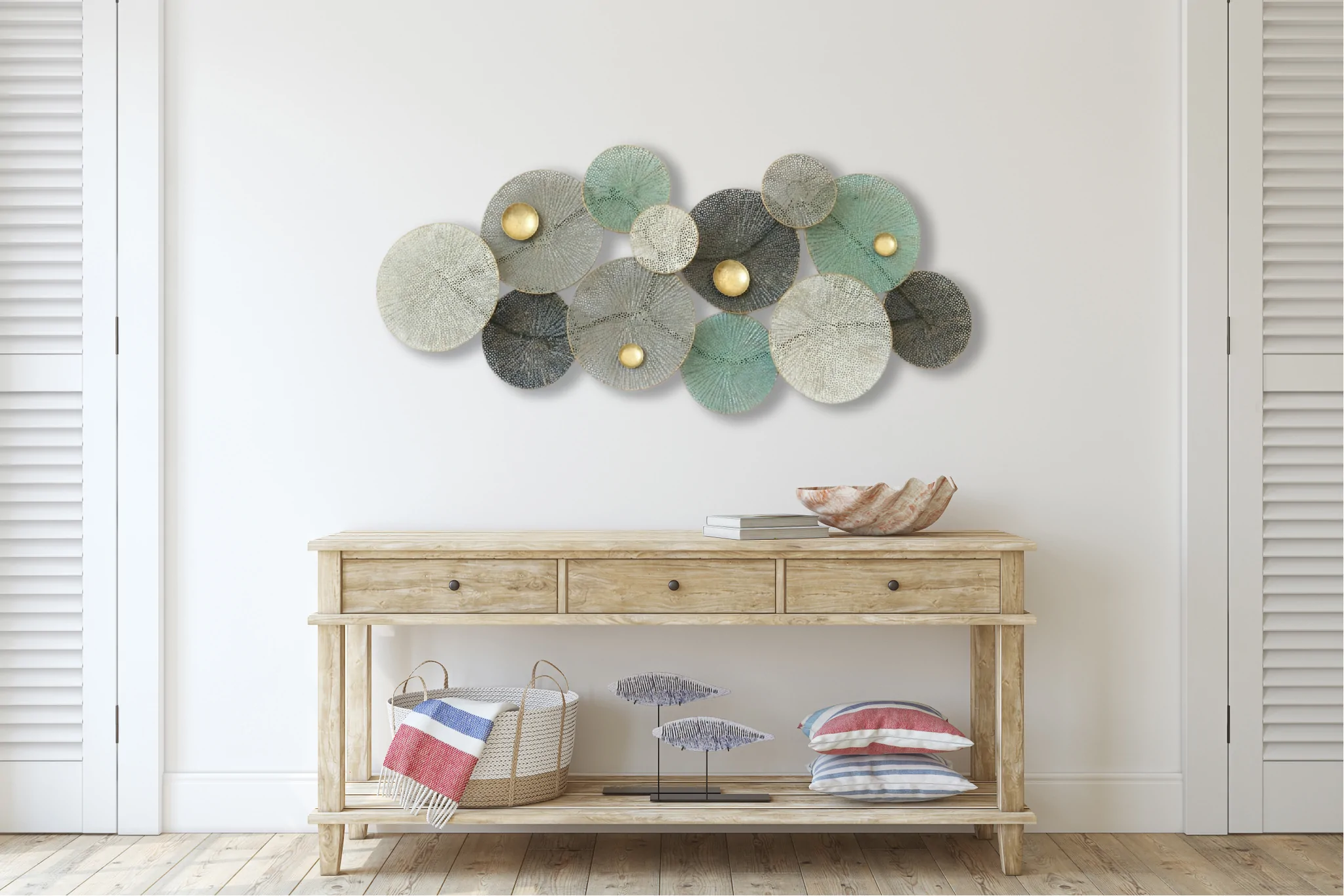 Wholesale New Age & Beyond 135cm Large metal wall art coral green black