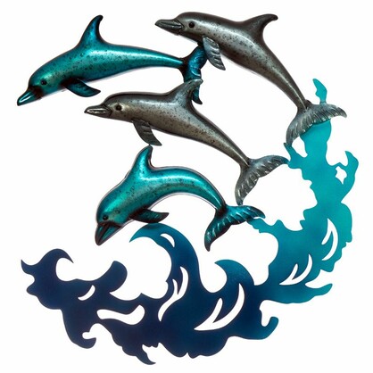 Dolphins Wave Wallhanging - Sold as a box of 4pcs