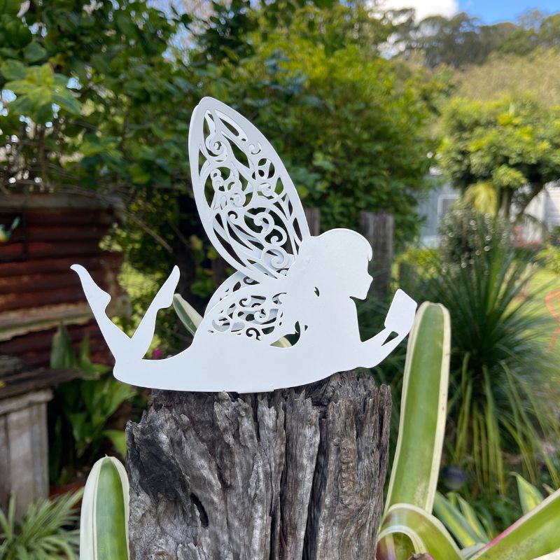 Fairy Reading Fence Sitter - White - Sold as a box of 2pcs