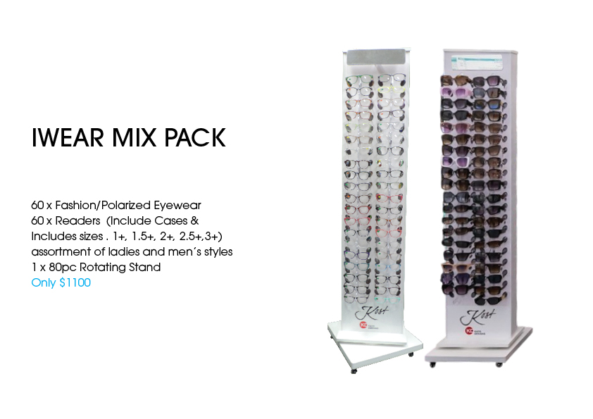 EWear Mix Pack 60 x Fashion/Polarized Eyewear 60 x Readers (Include Cases & Includes sizes . 1+, 1.5+, 2+, 2.5+,3+)