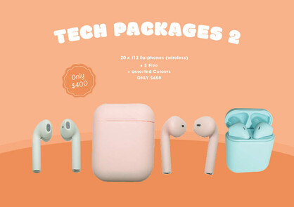 PT PACK 2 20 x i12 Earphones or 20 x Air Pro’s (wireless) + 3 Free,