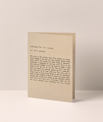 ICE CREAM LOVE POEM Kraft Greeting Card