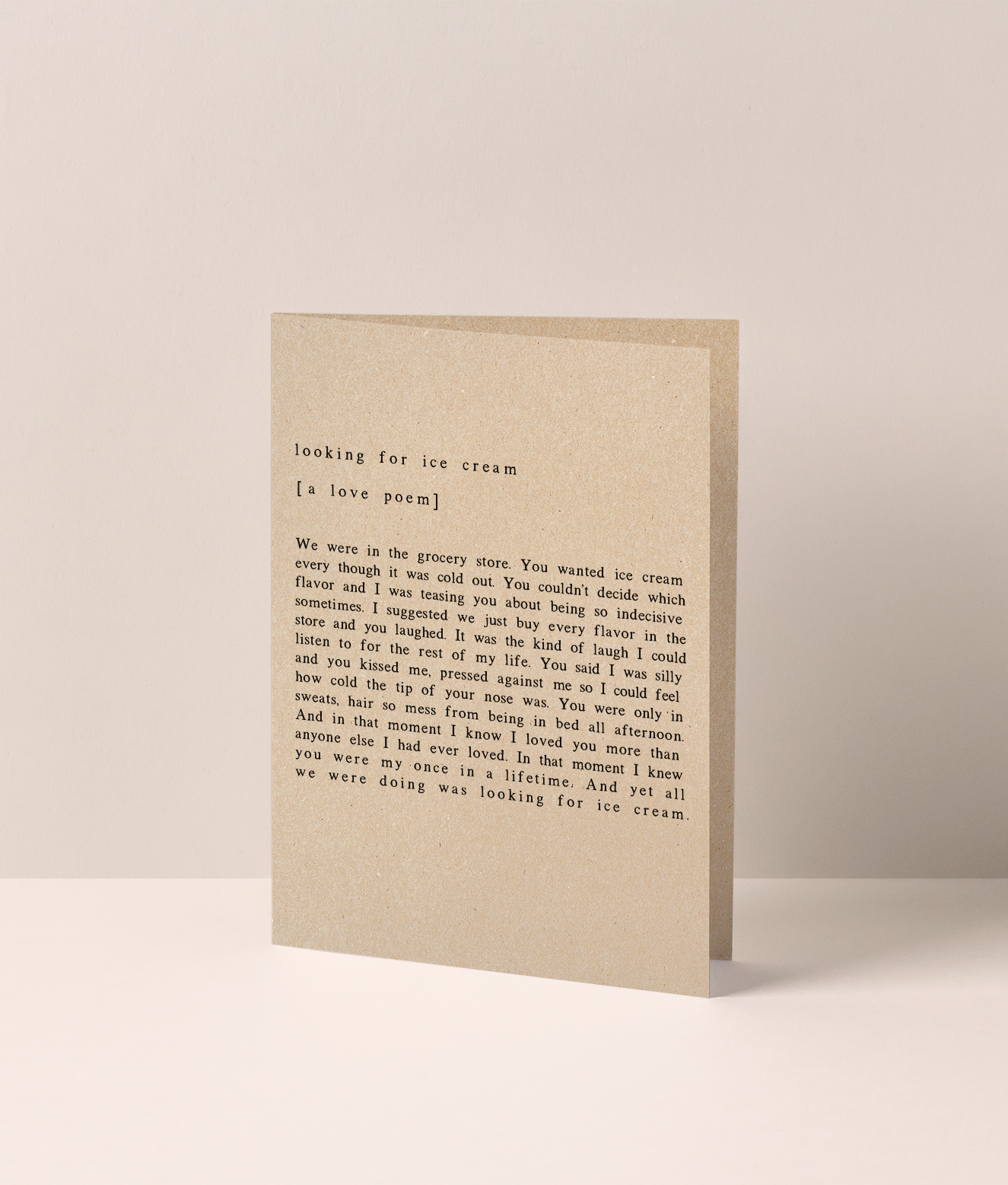 ICE CREAM LOVE POEM Kraft Greeting Card
