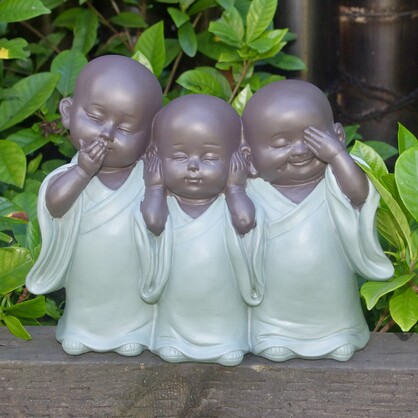 'See No Evil' Monks 17cm (Sage Green)