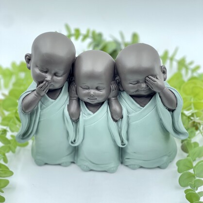 'See No Evil' Monks 17cm (Sage Green)
