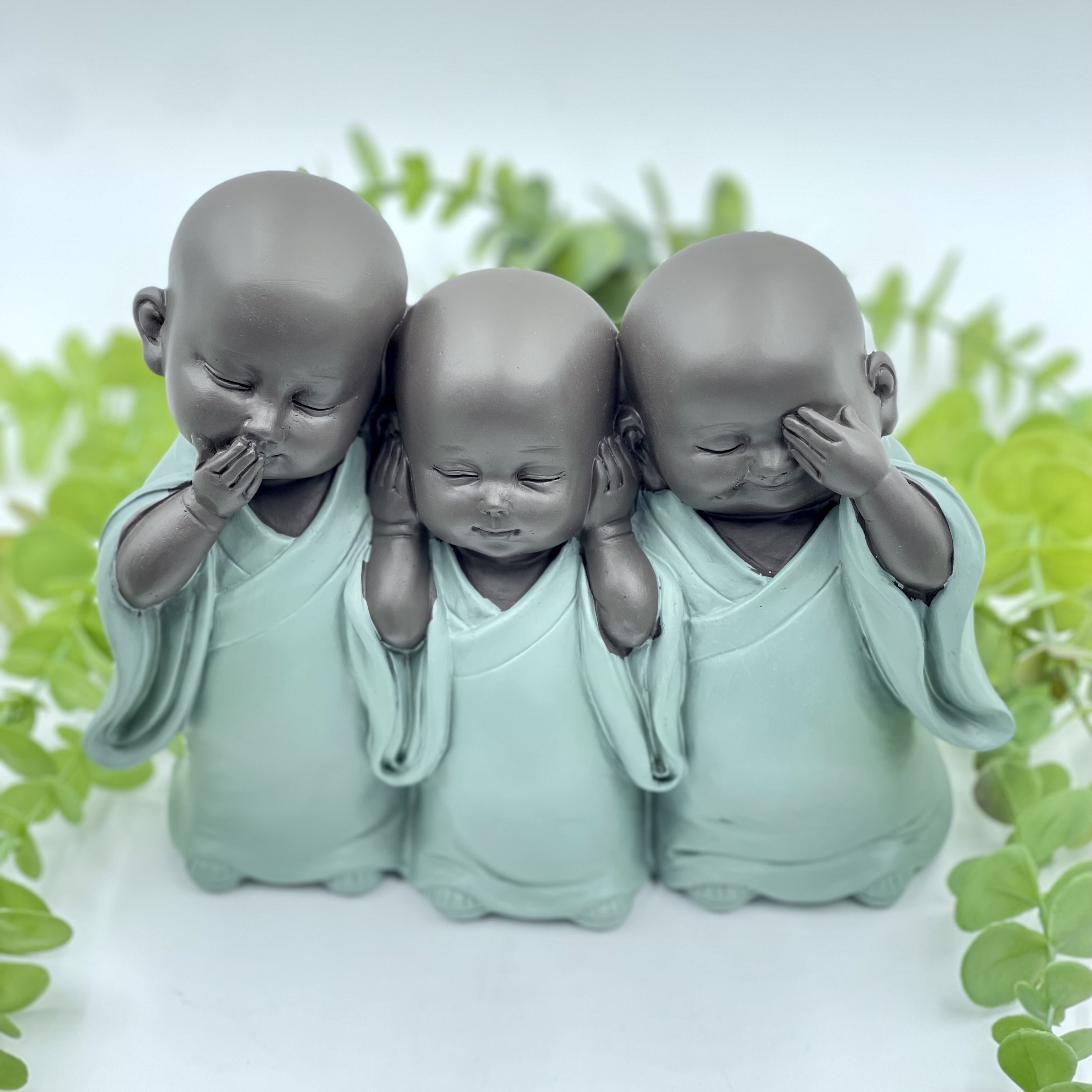 'See No Evil' Monks 17cm (Sage Green)