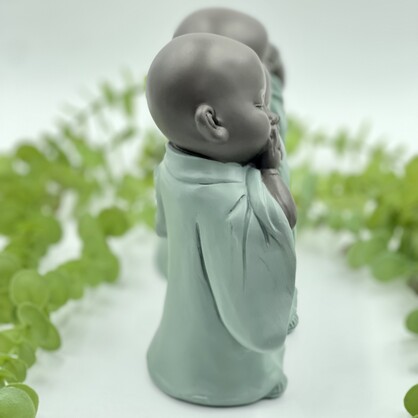 'See No Evil' Monks 17cm (Sage Green)