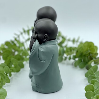 'See No Evil' Monks 17cm (Sage Green)
