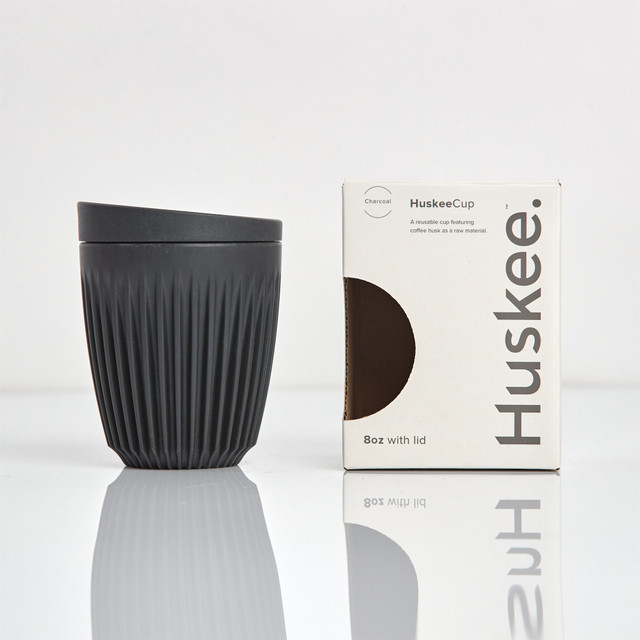 Box of 12 - 8oz Charcoal Cup & Lid Combo (235ml)