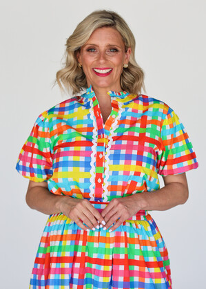 Chloe Shirt - Neon Gingham
