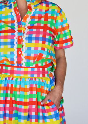 Chloe Shirt - Neon Gingham