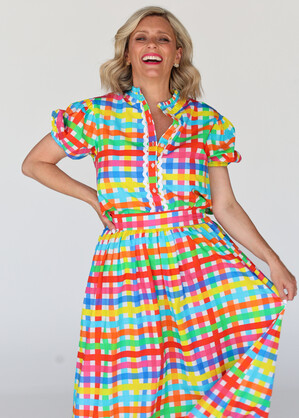 Chloe Shirt - Neon Gingham