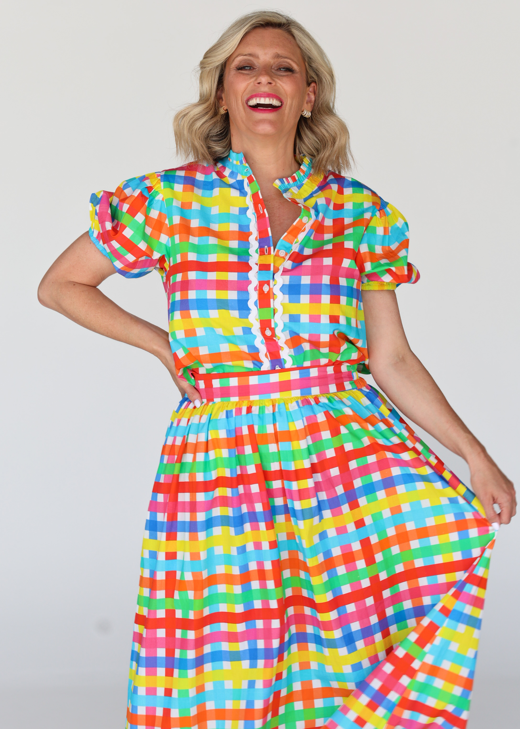 Chloe Shirt - Neon Gingham