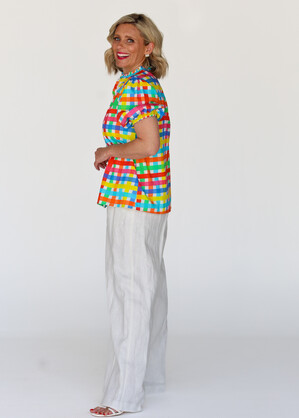 Chloe Shirt - Neon Gingham