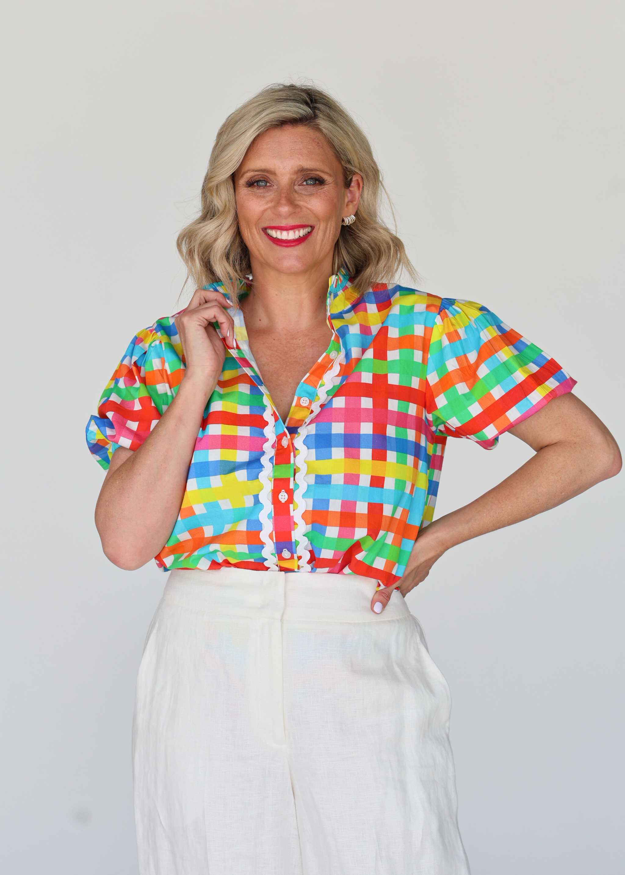 Chloe Shirt - Neon Gingham