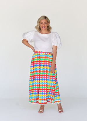 Emma Skirt - Neon Gingham