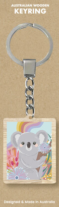 Rainbow Koala Wooden Keyring